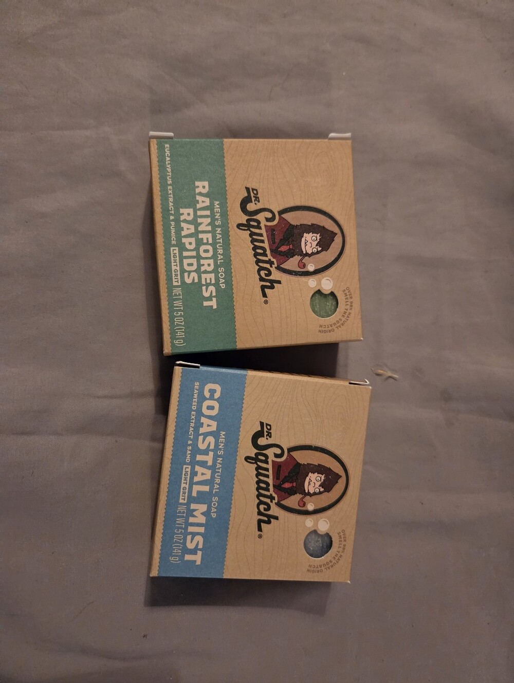 Dr. Squatch Men's Soap Bars - Rainforest Rapids (Green) & Coastal Mist (Blue)